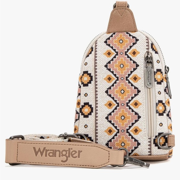 Wrangler Aztec Sling Bag Southwest Crossbody Bags Trendy Chest Bag - Picture 3 of 7